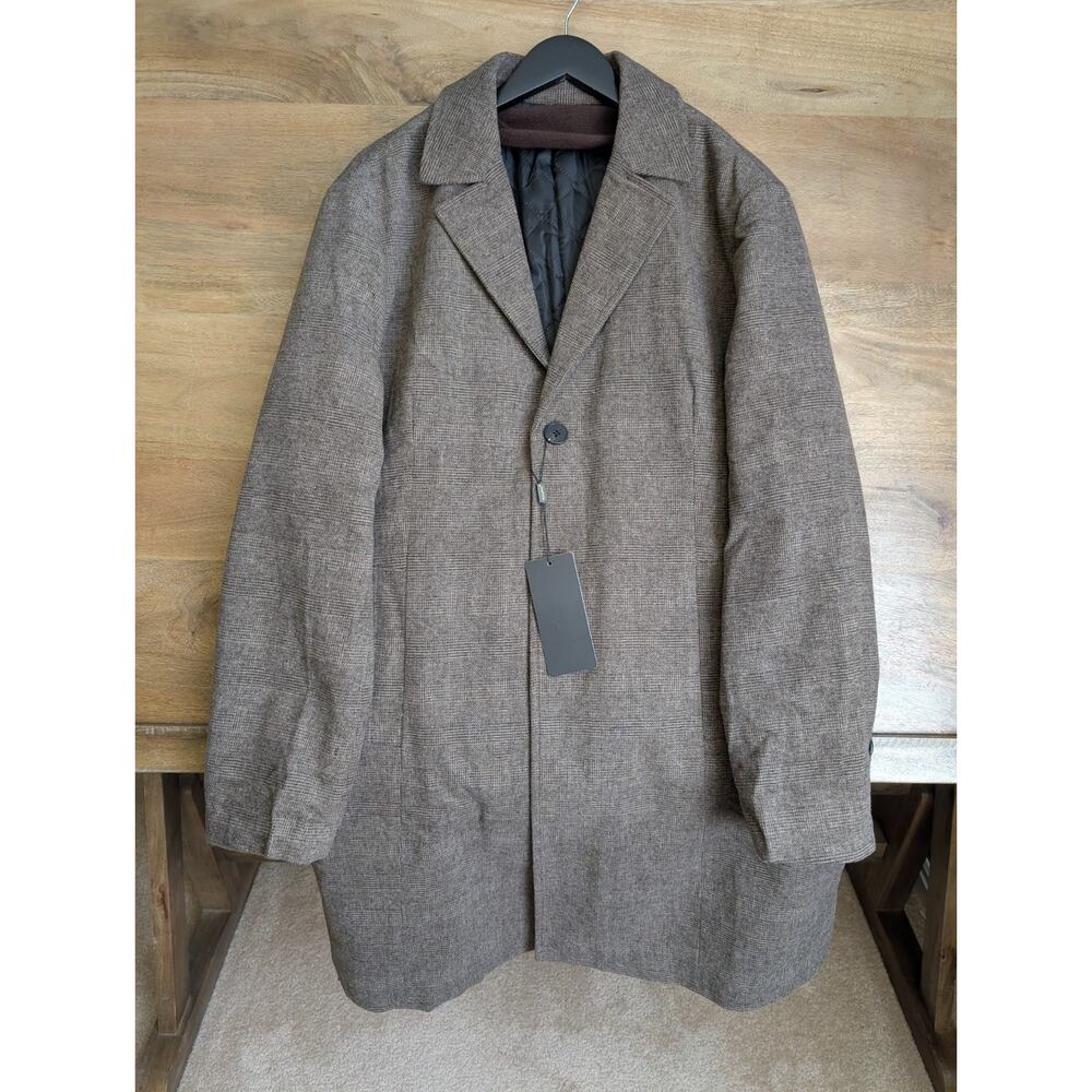 Wulful Long Blazer Coat Mens XL Tan Quilted Lined Wool Classic Fit Notch NWT